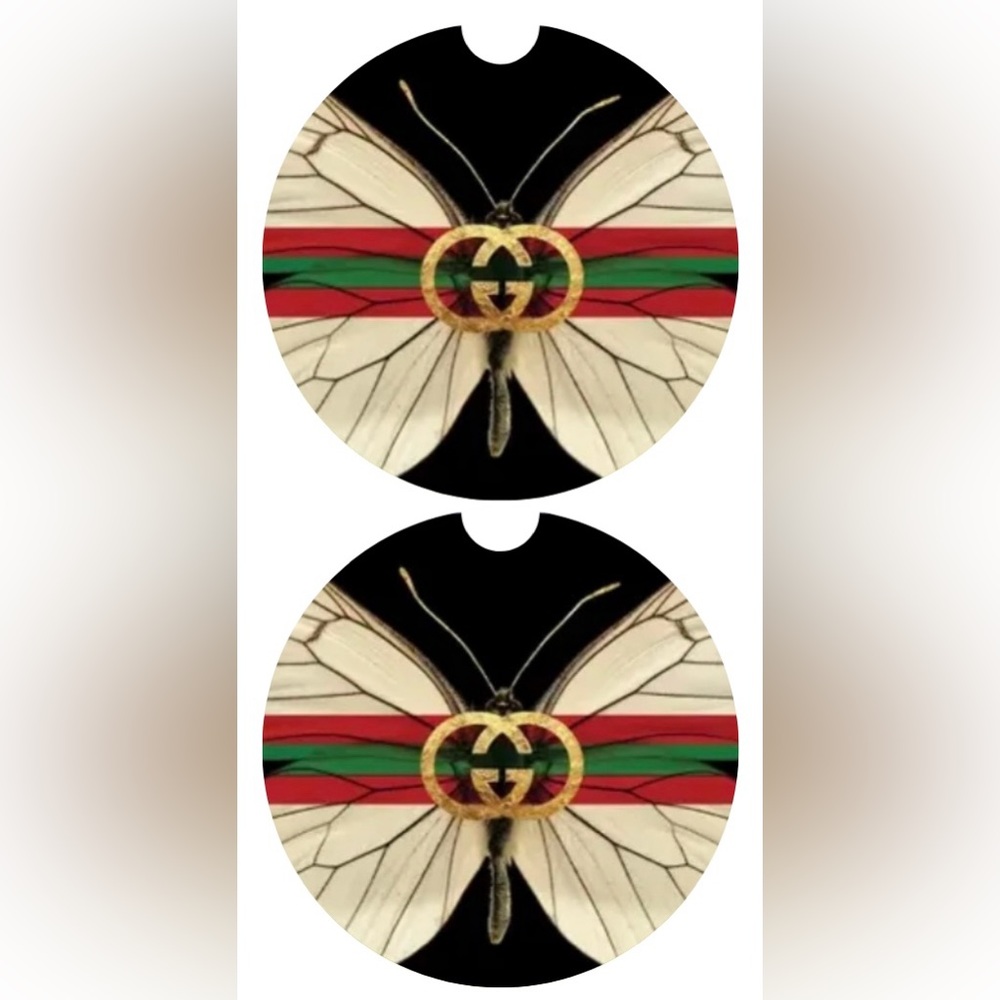 HANDMADE FASHION Set of 2 Sandstone Car Coasters 2.5”